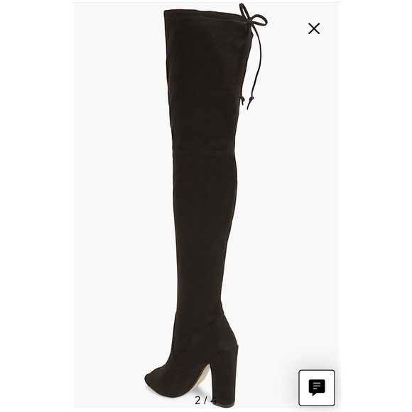 Steve Madden Elliana Peep Toe Over the Knee Boot Heel Black Faux Suede Size 8M - Picture 2 of 11